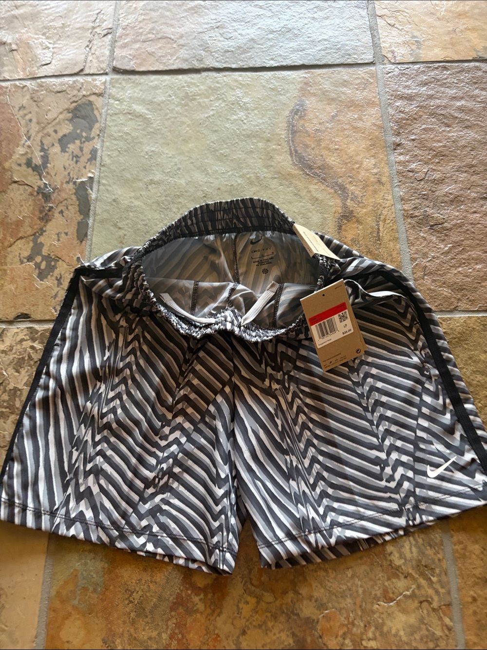 Nike Black and White Zigzag Kids Athletic Shorts